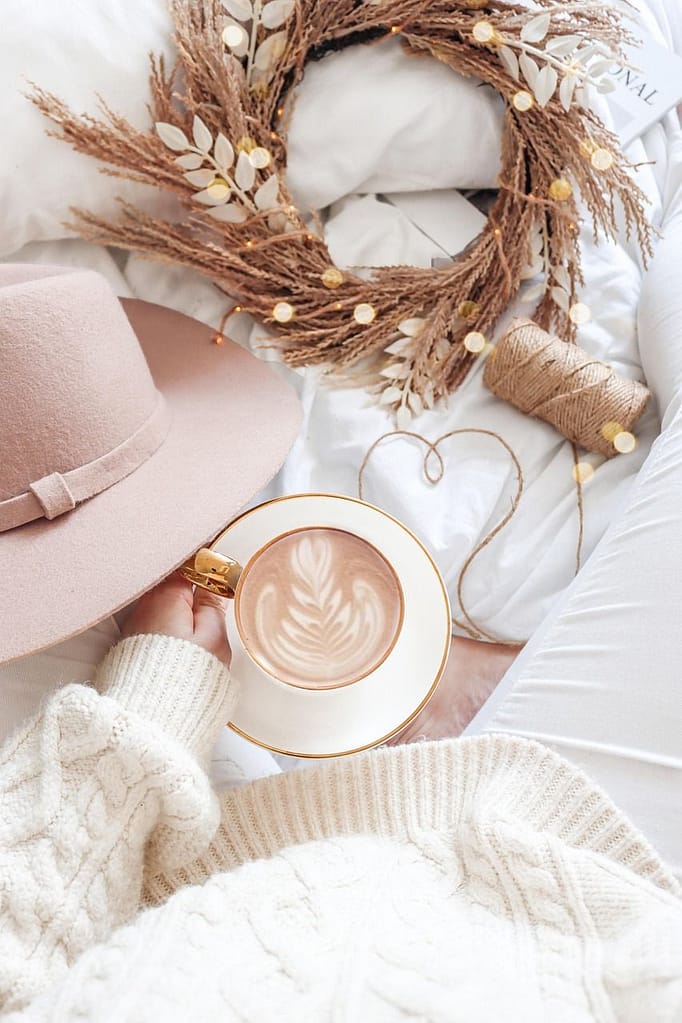 coffee, flat lay, boho, hat, minimalism, cozy, sweater, autumn, flower crown, heart, love, boho, boho, boho, boho, boho, sweater, heart